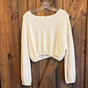 White Textured Knit Sweater